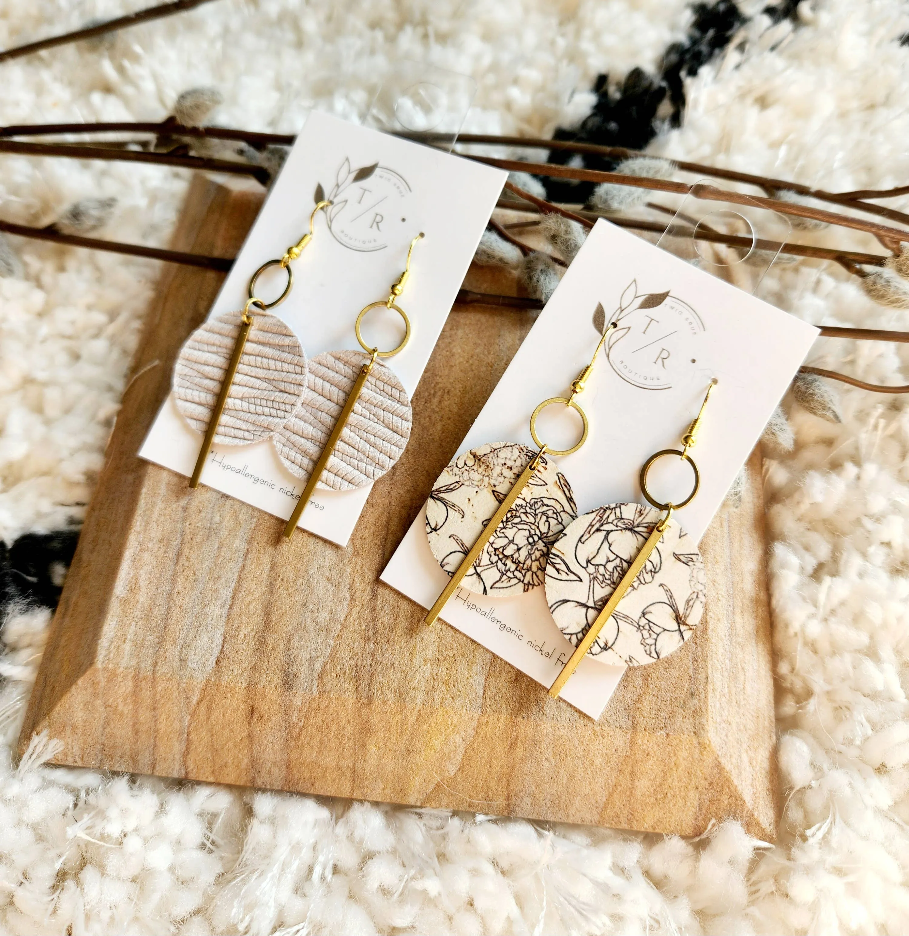 Jude| Black and white genuine leather earring collection: Black
