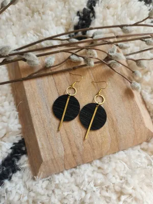 Jude| Black and white genuine leather earring collection: Black
