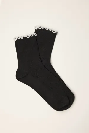 Kat Contrast Ruffle Top Socks