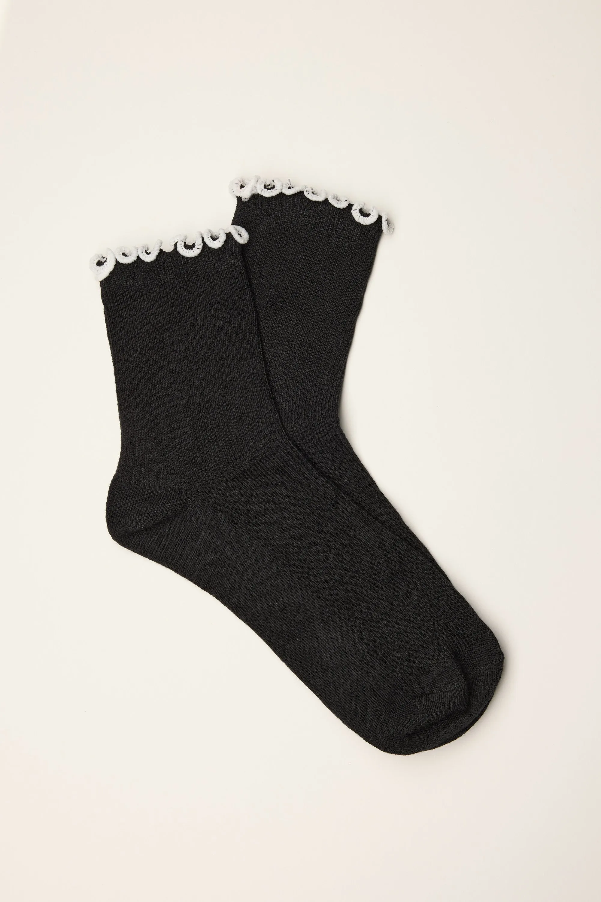 Kat Contrast Ruffle Top Socks