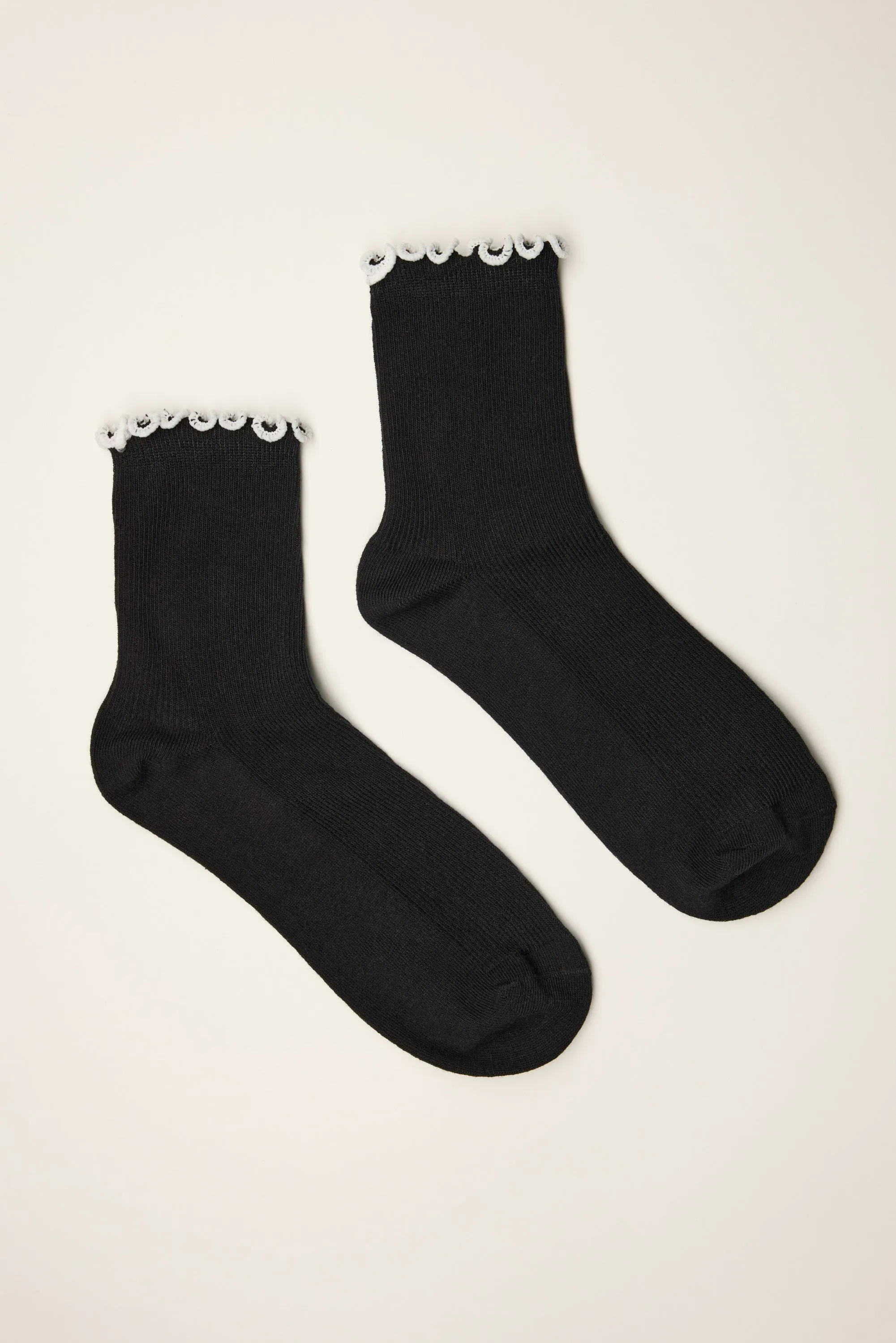 Kat Contrast Ruffle Top Socks