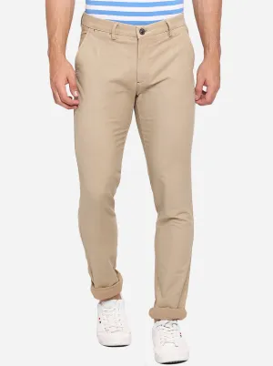 Khaki Solid Uno Fit Casual Trouser | JadeBlue