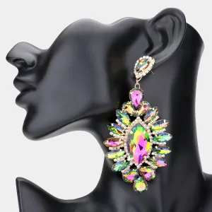 Large Multi-Color Crystal Marquise Stone Center Pageant Earrings   \ Prom Earrings | 540199