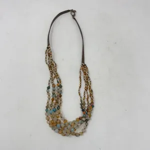Leather and Multi Color Layered Necklace