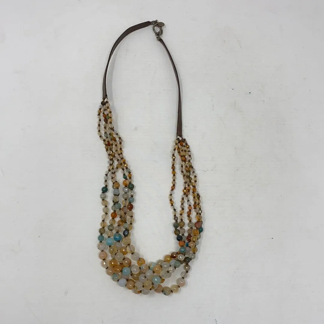 Leather and Multi Color Layered Necklace