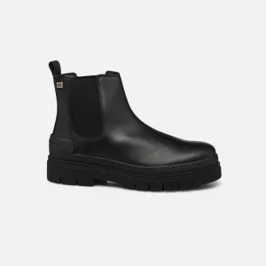 Leather Flat Boot - Black