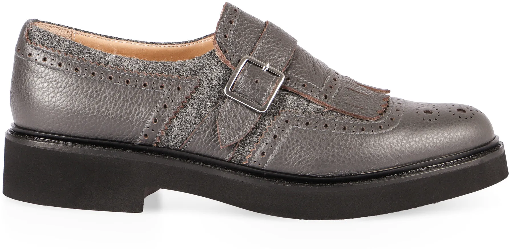 Leather monk-strap shoes