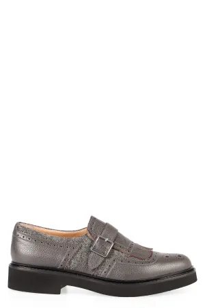 Leather monk-strap shoes