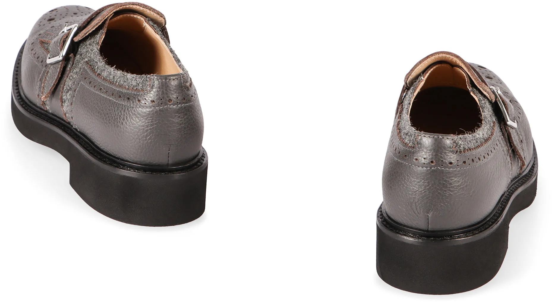 Leather monk-strap shoes