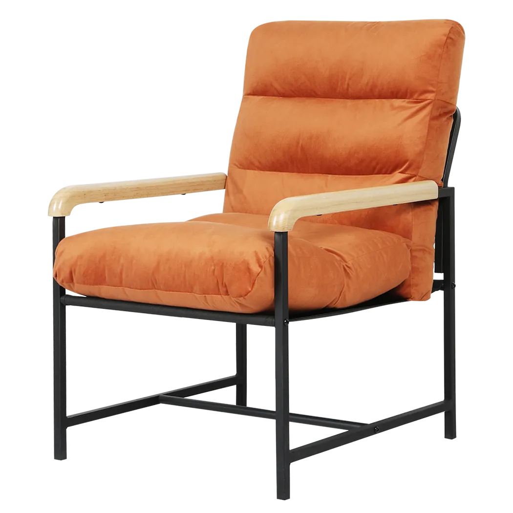 Levede Metal Framed Lounge Chair Velvet in Orange