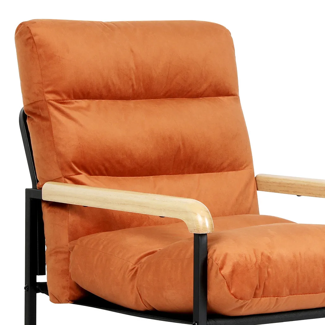 Levede Metal Framed Lounge Chair Velvet in Orange