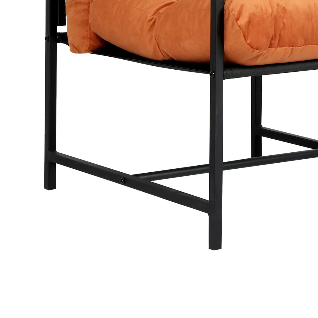 Levede Metal Framed Lounge Chair Velvet in Orange
