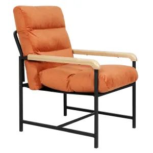 Levede Metal Framed Lounge Chair Velvet in Orange