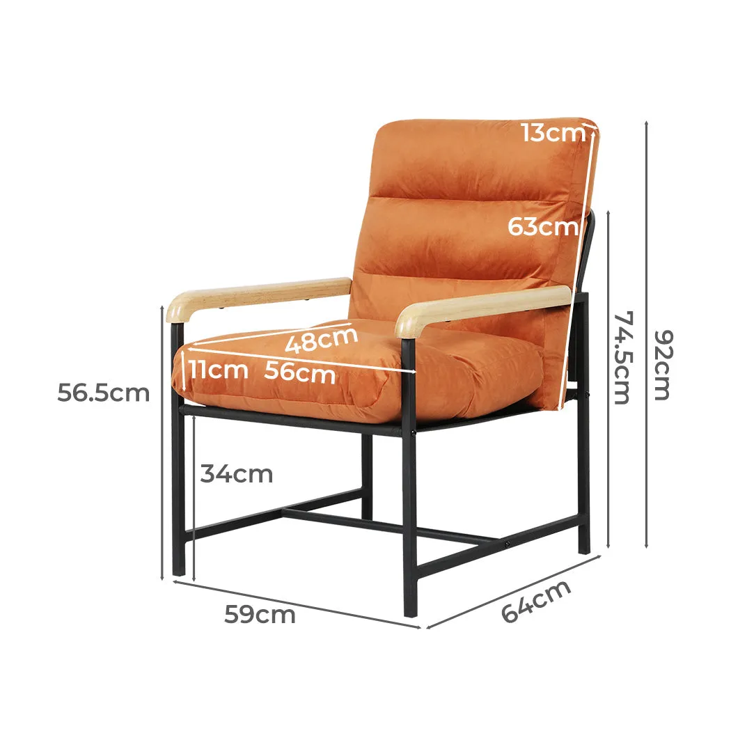 Levede Metal Framed Lounge Chair Velvet in Orange