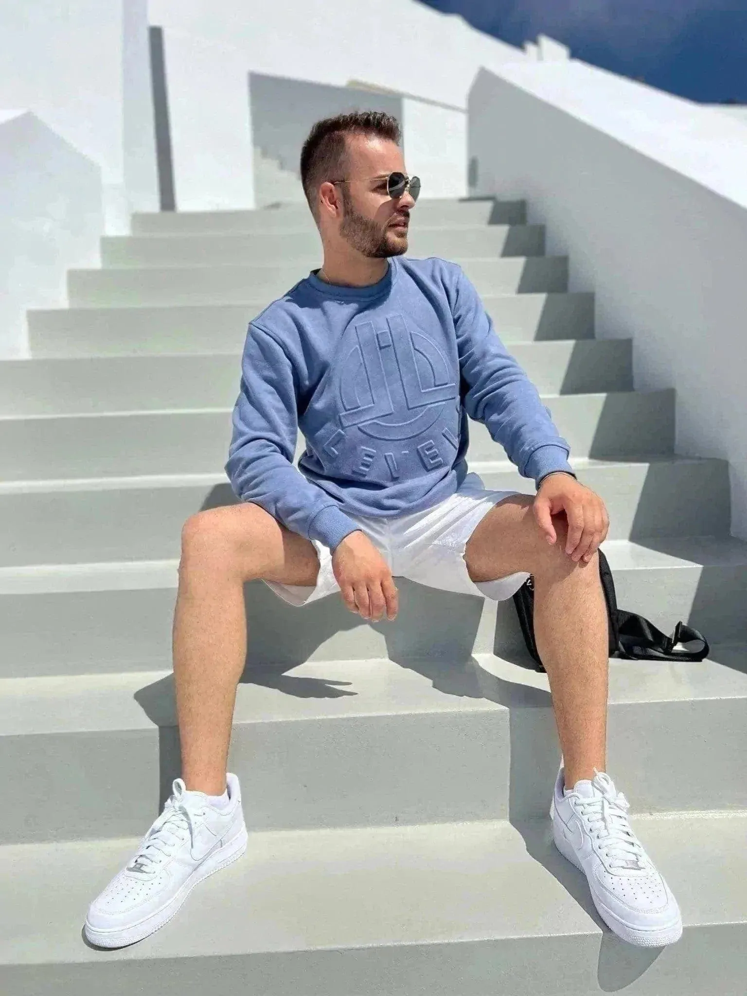 LEVELS EMBOSSED CREWNECK | STEEL BLUE