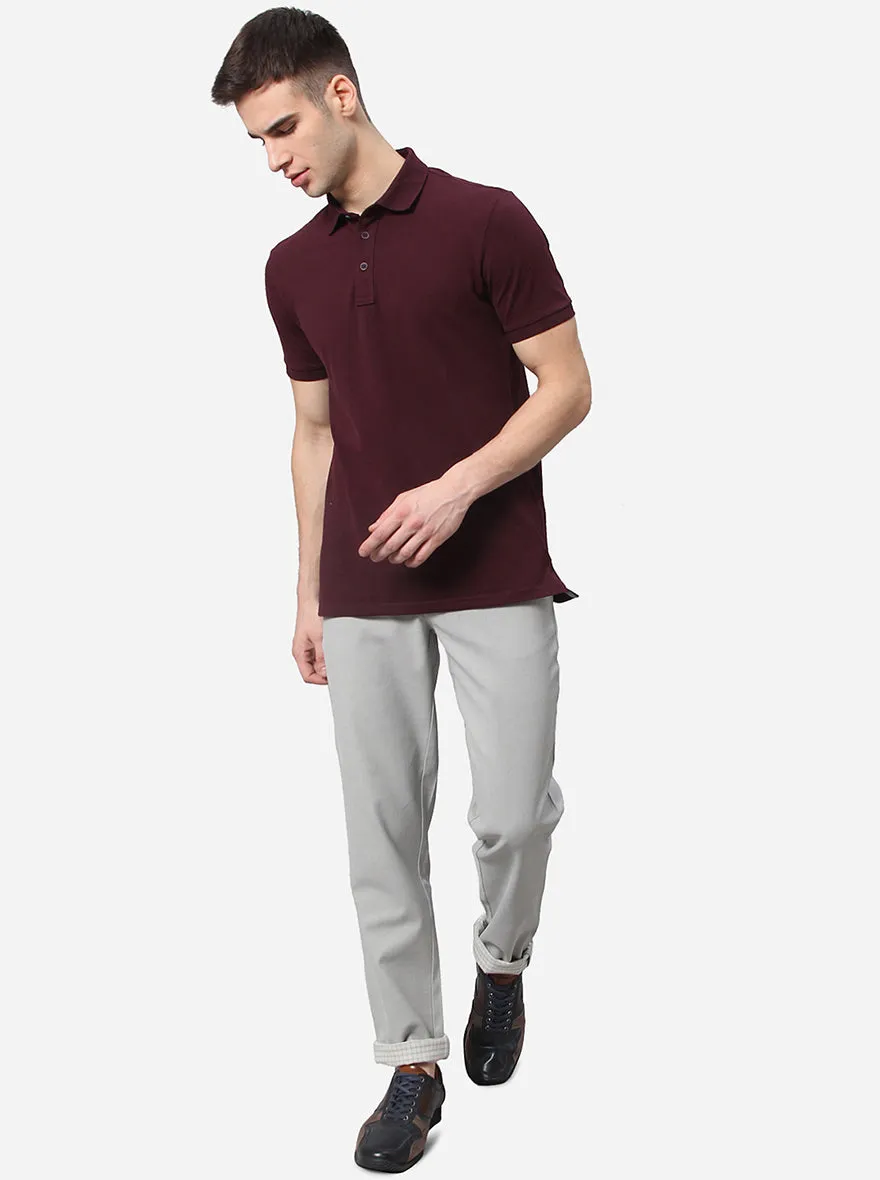 Light Grey Solid Uno Fit Casual Trouser | JadeBlue
