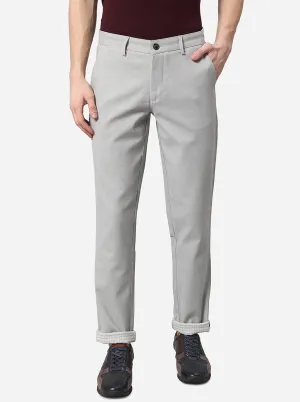 Light Grey Solid Uno Fit Casual Trouser | JadeBlue
