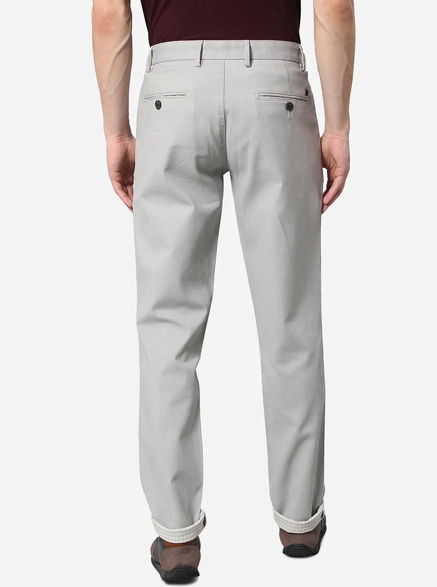 Light Grey Solid Uno Fit Casual Trouser | JadeBlue