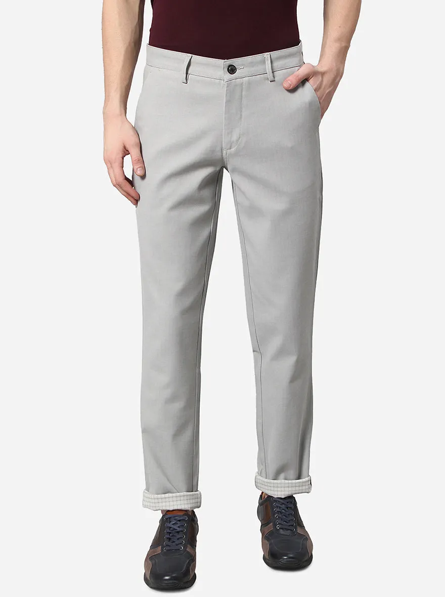 Light Grey Solid Uno Fit Casual Trouser | JadeBlue