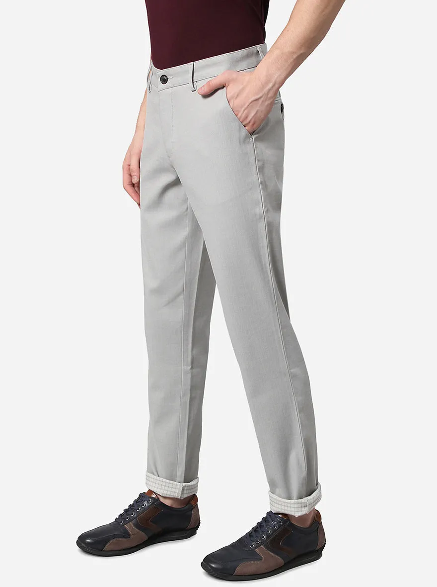 Light Grey Solid Uno Fit Casual Trouser | JadeBlue