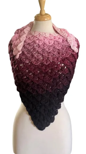 Light Pink   Purple CROCODILE STITCH SHAWL (Ready Made)