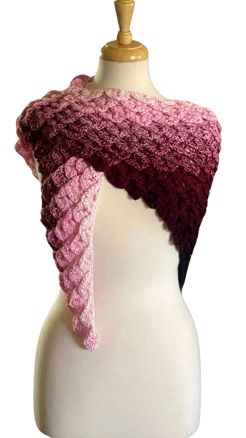 Light Pink   Purple CROCODILE STITCH SHAWL (Ready Made)