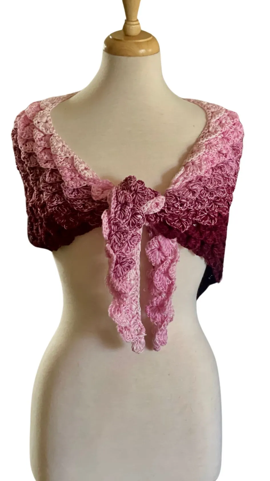 Light Pink   Purple CROCODILE STITCH SHAWL (Ready Made)