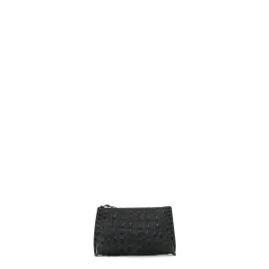 LIPSTICK POUCH MATTE BLACK EMBOSSED CROC