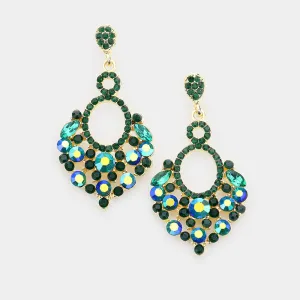 Little Girls Emerald and Gold Chandelier Pageant Earrings | 316852