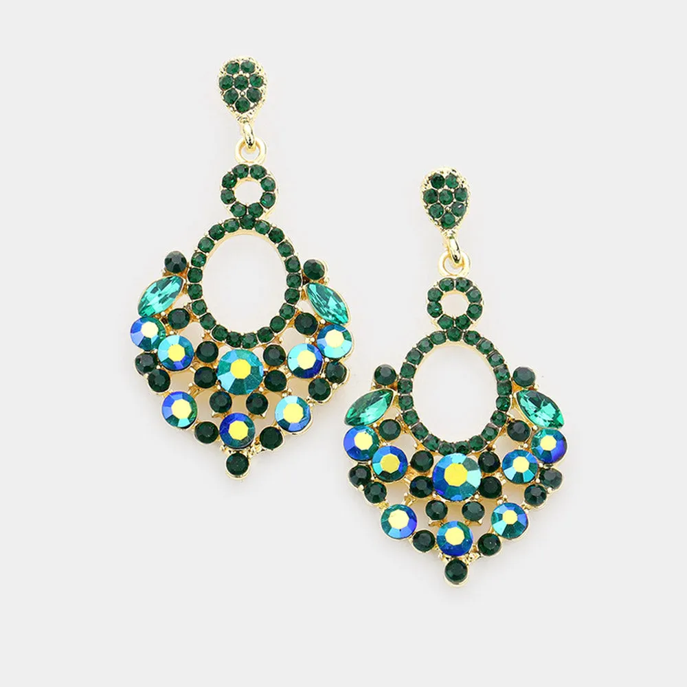 Little Girls Emerald and Gold Chandelier Pageant Earrings | 316852