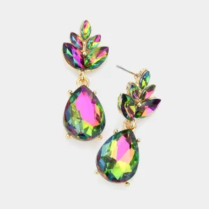 Little Girls Multi-Color Crystal Teardrop Cluster Earrings | 537657