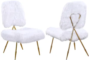 Magnolia White Faux Fur Accent Chair