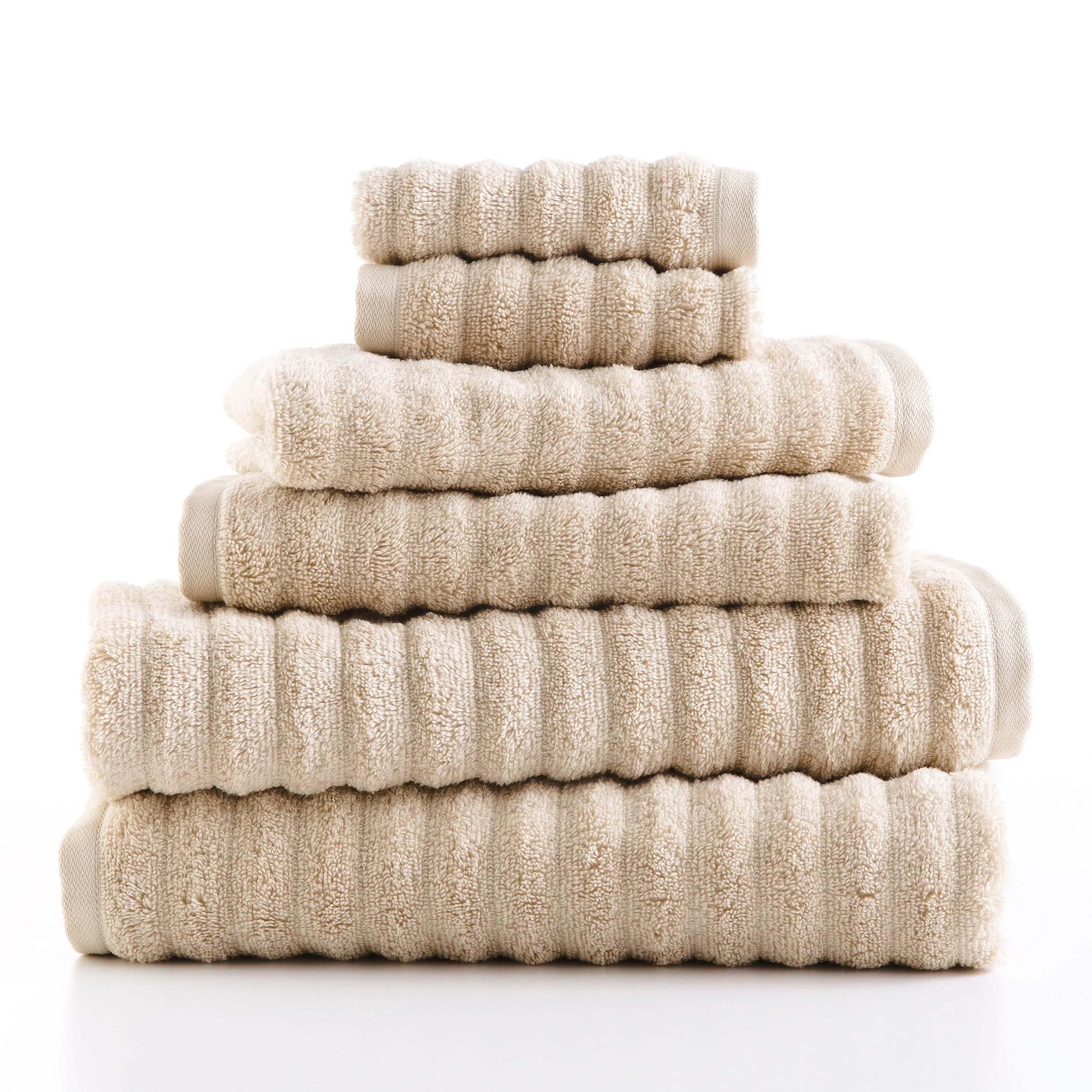 Mainstays Performance Anti-Microbial Textured 6 Piece Towel Set, Papyrus Beige