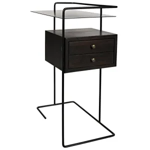 Massimo Side Table, Black Steel and Walnut