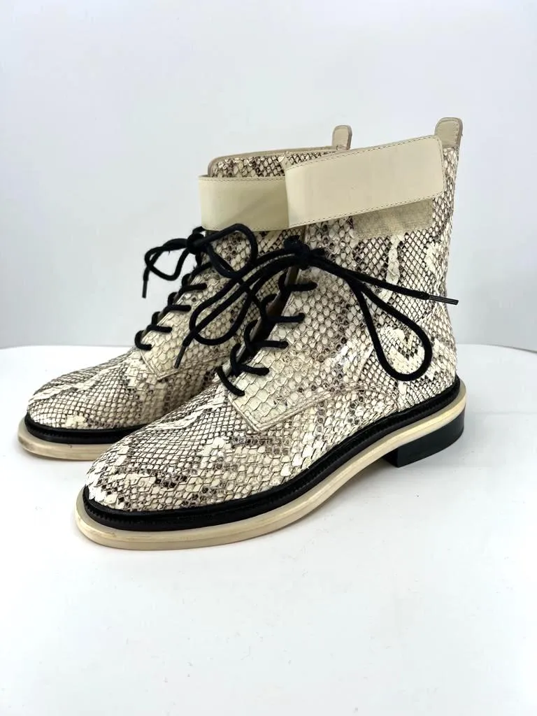 MC RENAH EMBOSSED SNAKESKIN ANKLE BOOTS