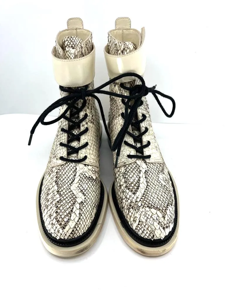 MC RENAH EMBOSSED SNAKESKIN ANKLE BOOTS