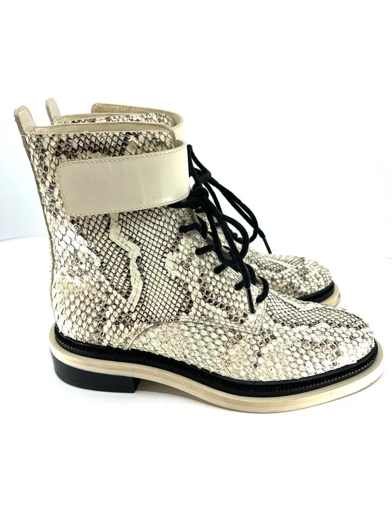 MC RENAH EMBOSSED SNAKESKIN ANKLE BOOTS