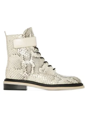 MC RENAH EMBOSSED SNAKESKIN ANKLE BOOTS