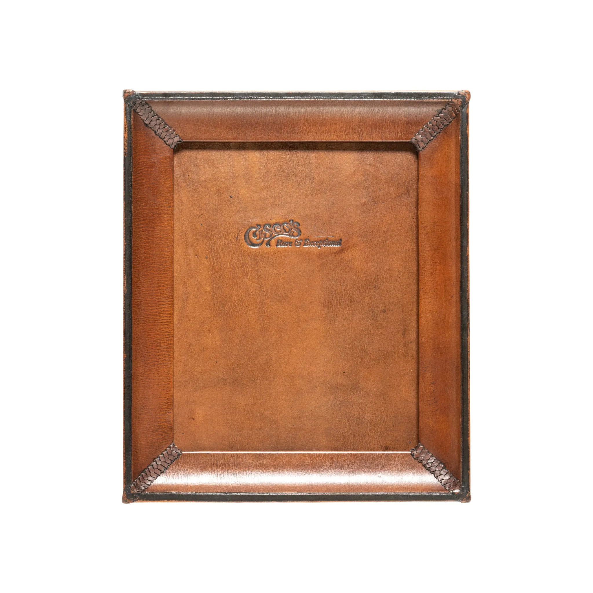 Medium Brown and Black Leather Tabletop Picture Frame - The Artisan