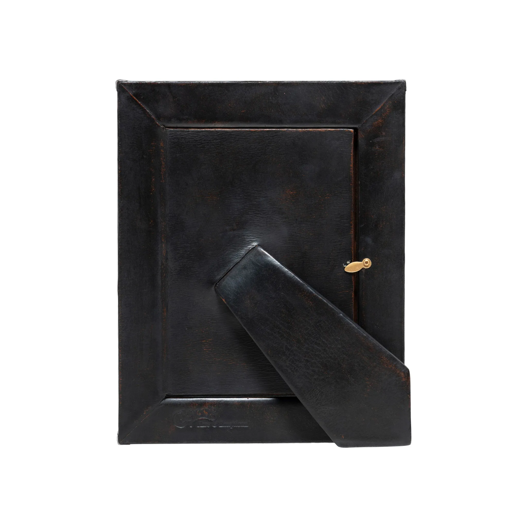 Medium Brown and Black Leather Tabletop Picture Frame - The Artisan