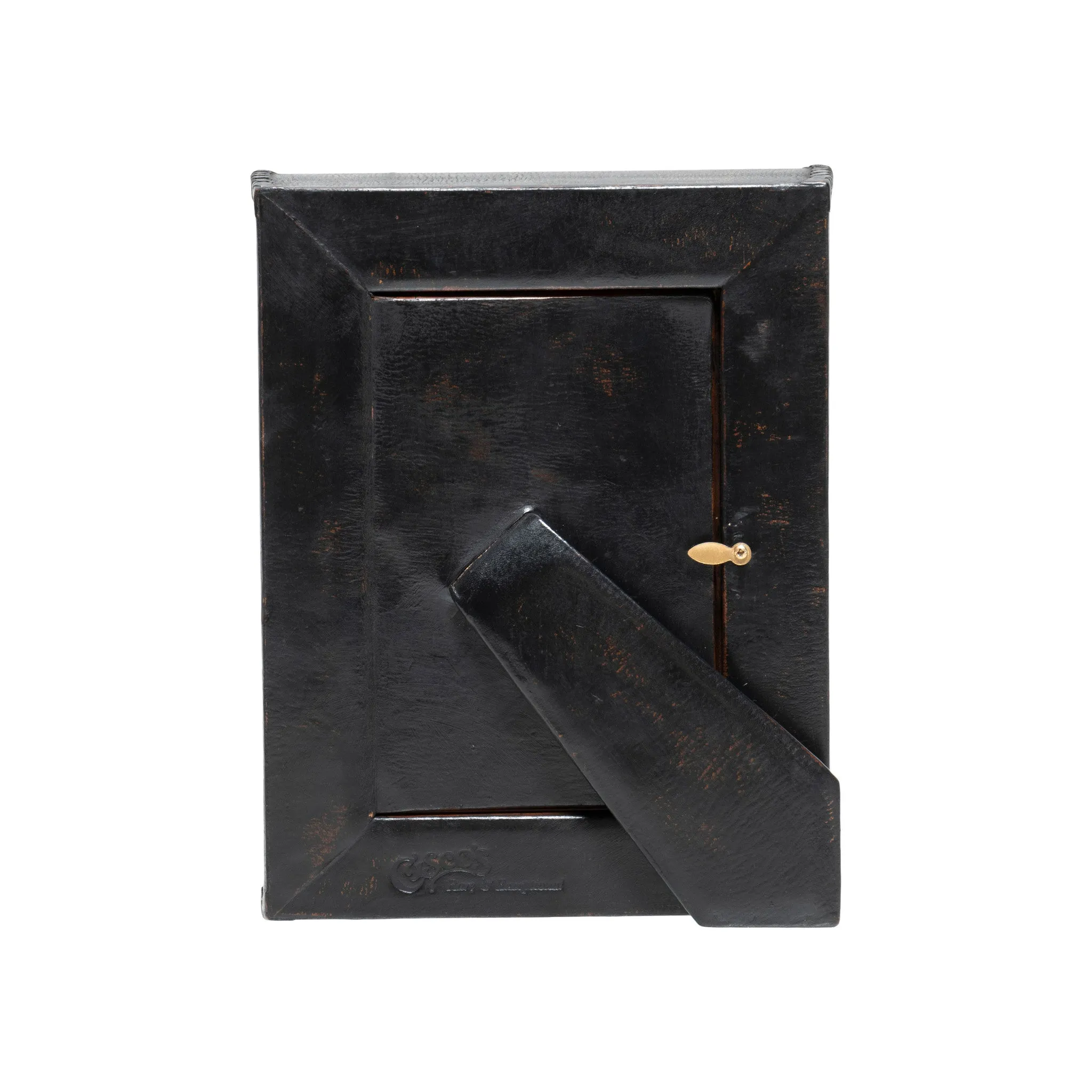 Medium Brown and Black Leather Tabletop Picture Frame - The Artisan