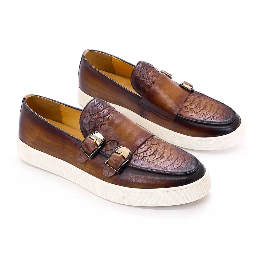 Men's Casual Leather Shoes Genuine Leather Handmade Metal Buckle Men Shoes Lace Up Non-Slip Flat Shoes Banquet Party Men's Shoes