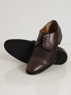 Men's Weave Embossed Derby With Plain Toe Cap Sandal - Brown