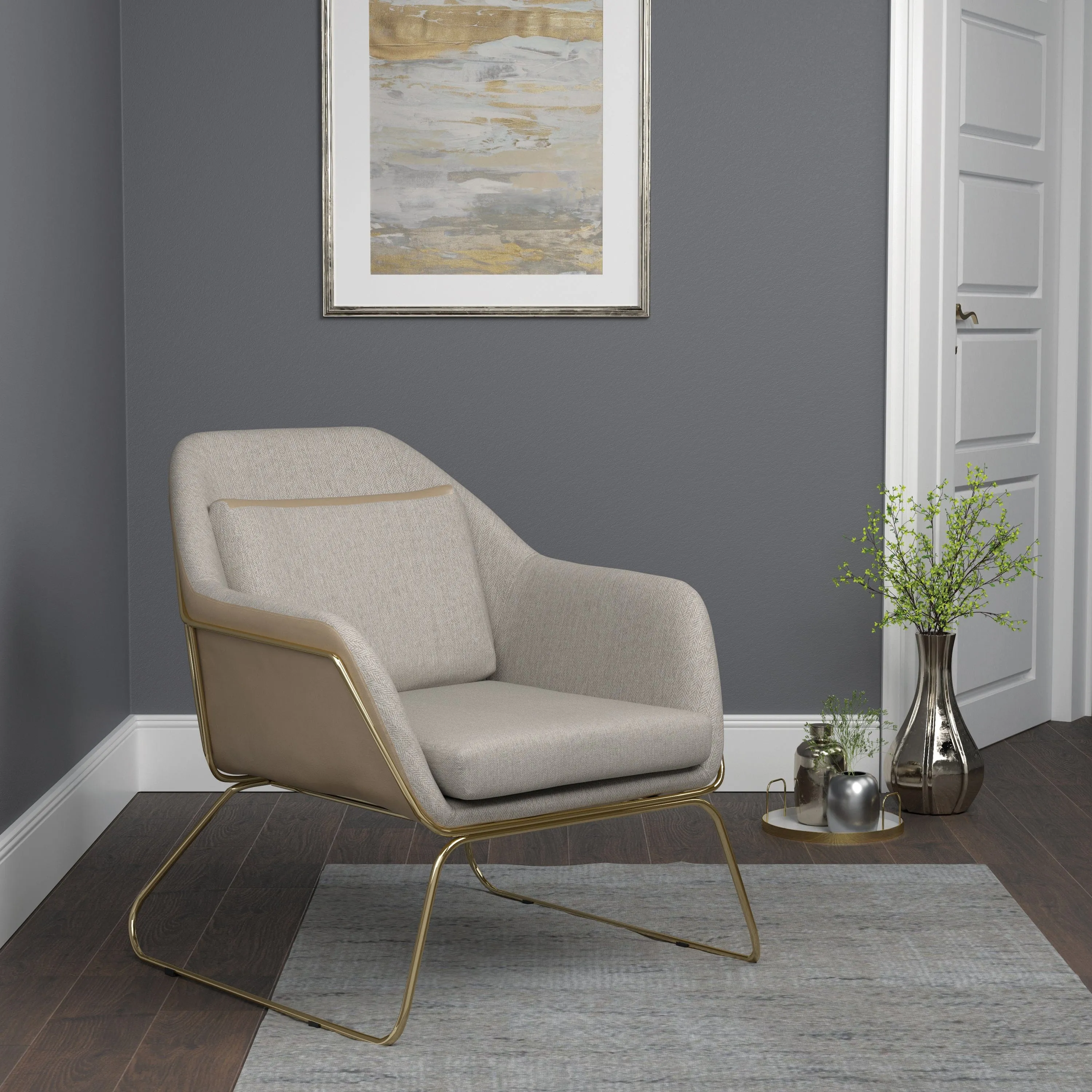 Metal Sled Leg Accent Chair Beige - 903981