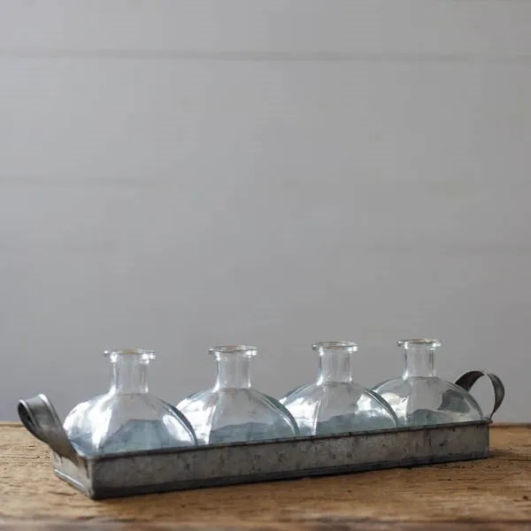 Metal Tray With Vases