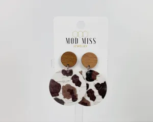 Miss Mod Cow Print Earrings