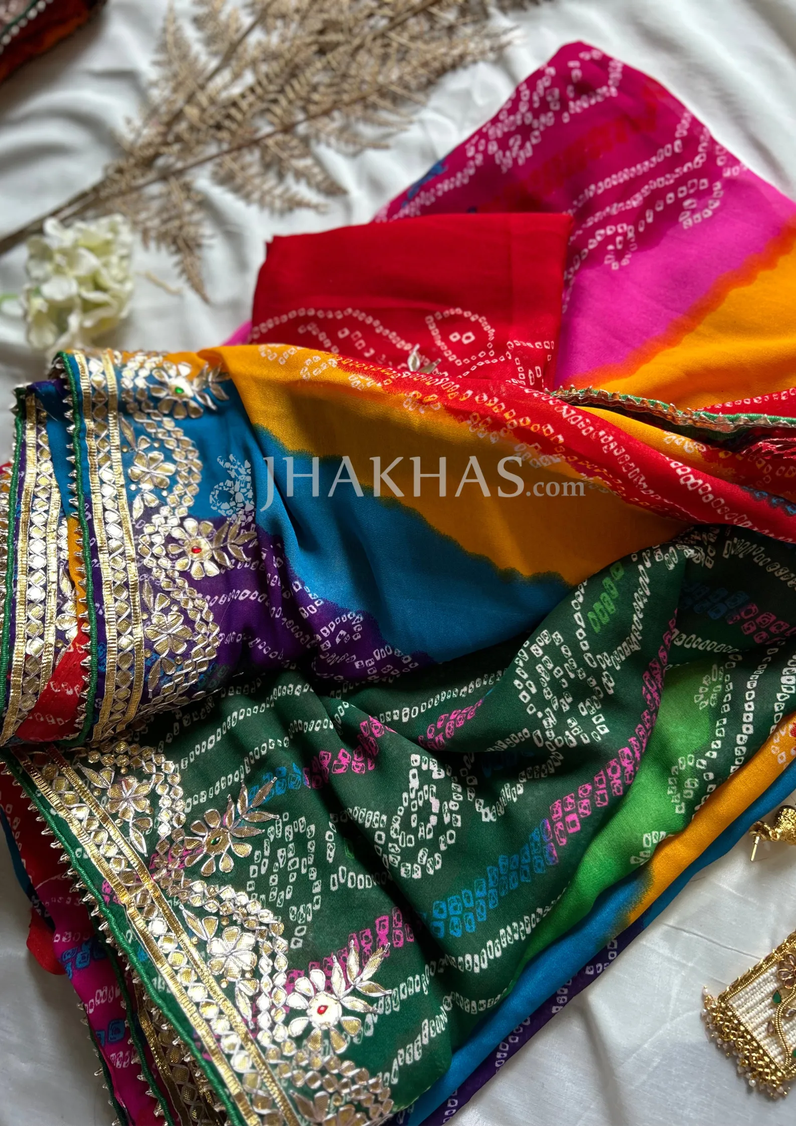 Multi Color Bandhej Saree