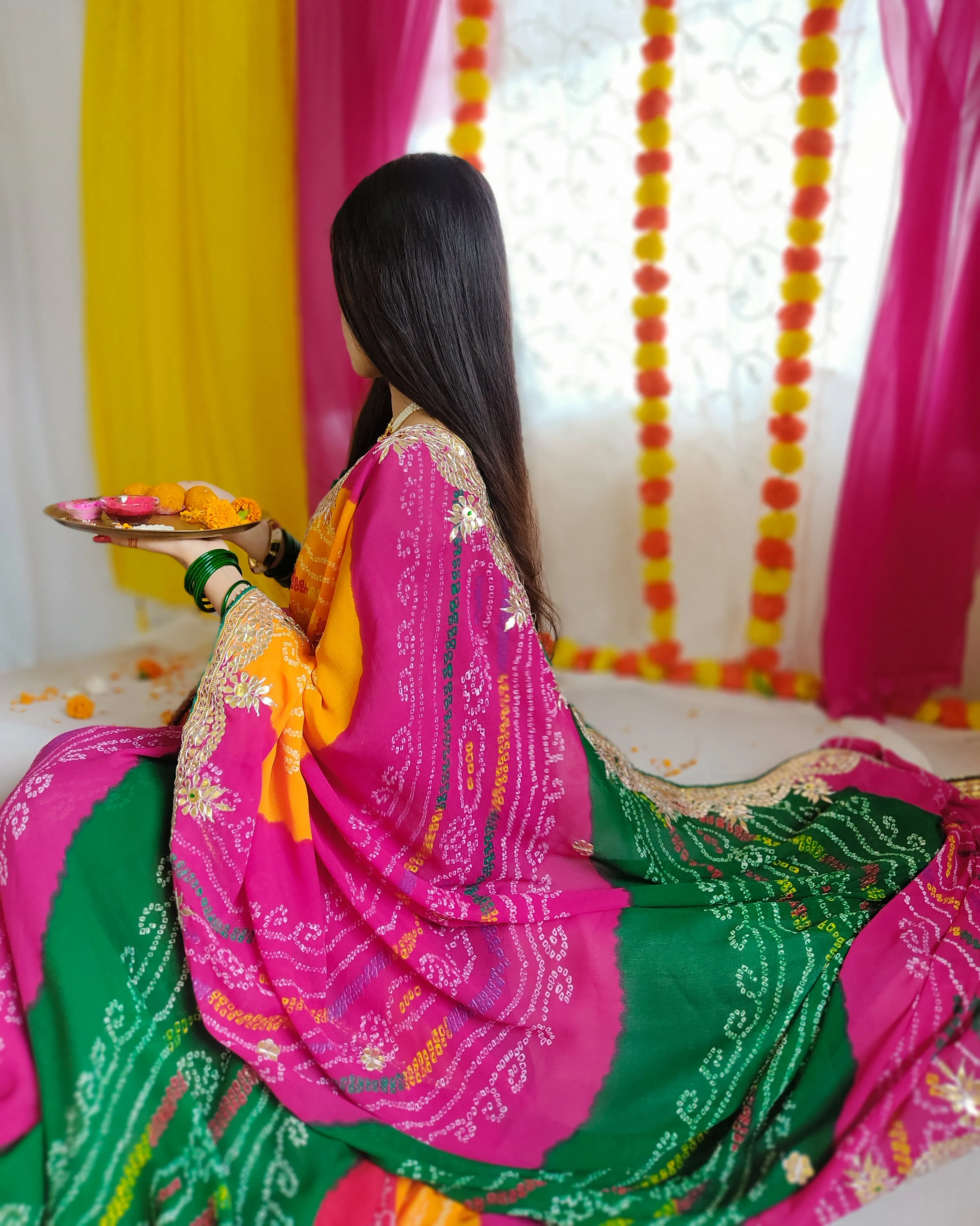 Multi Color Bandhej Saree