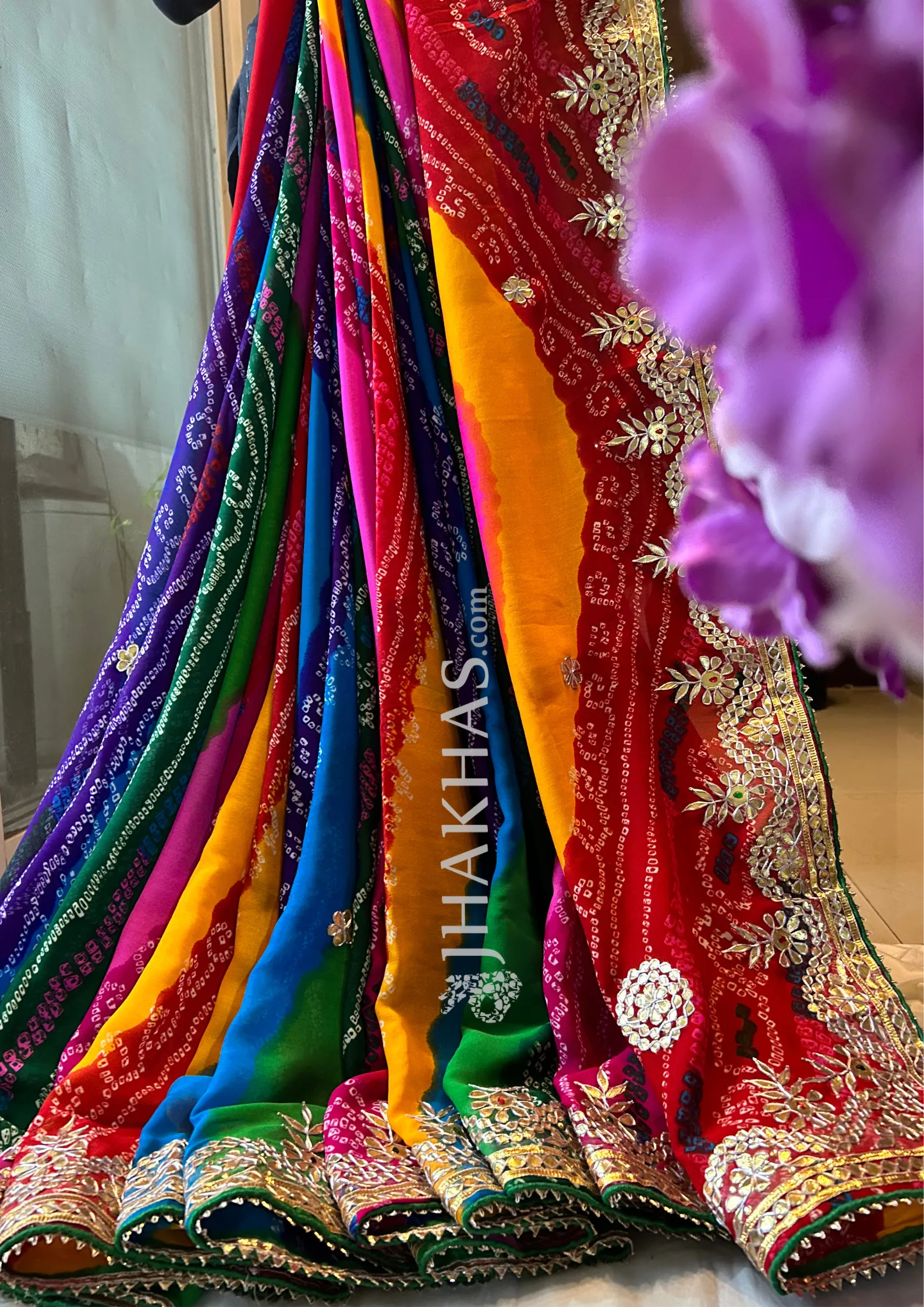 Multi Color Bandhej Saree