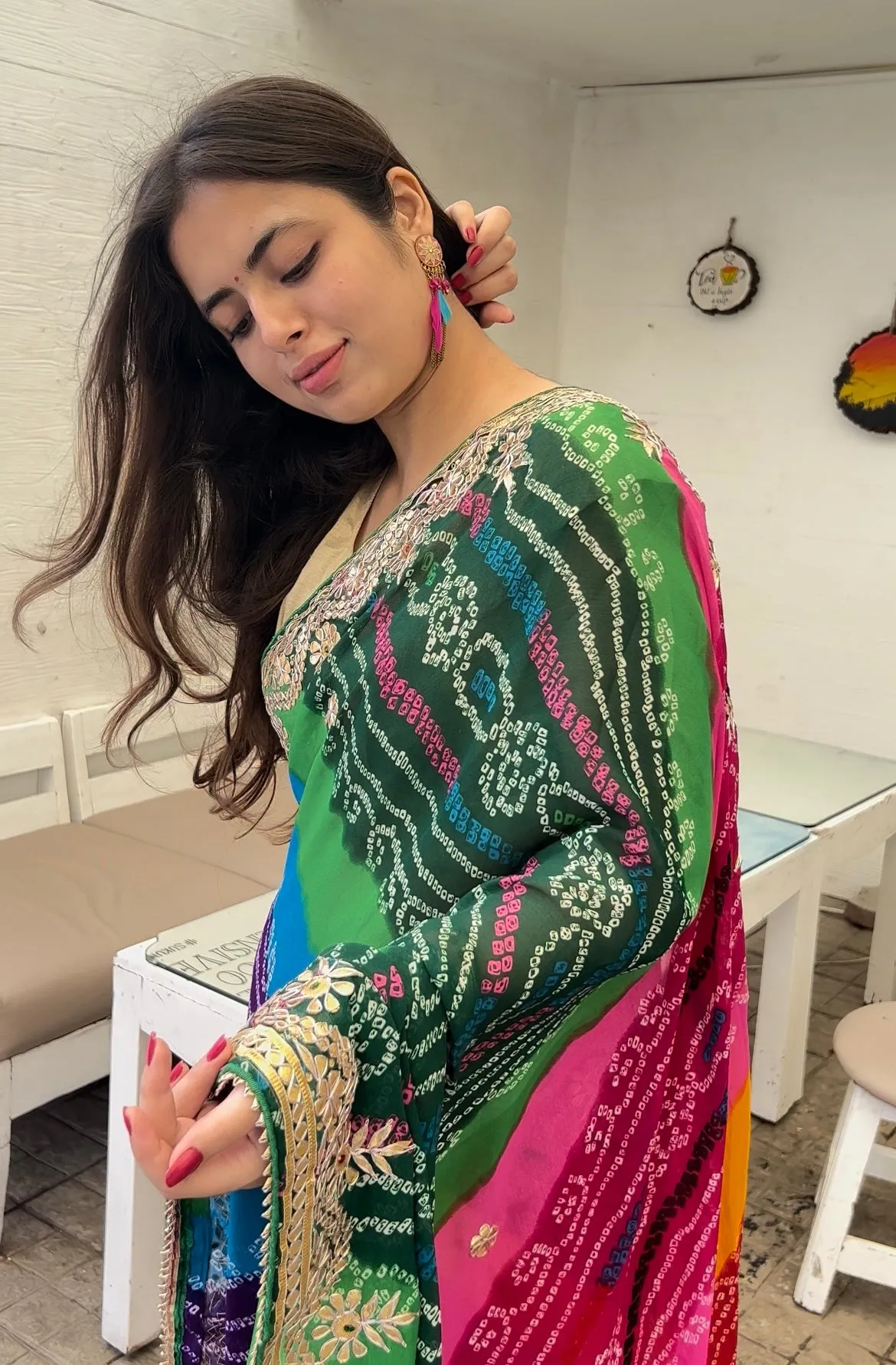 Multi Color Bandhej Saree